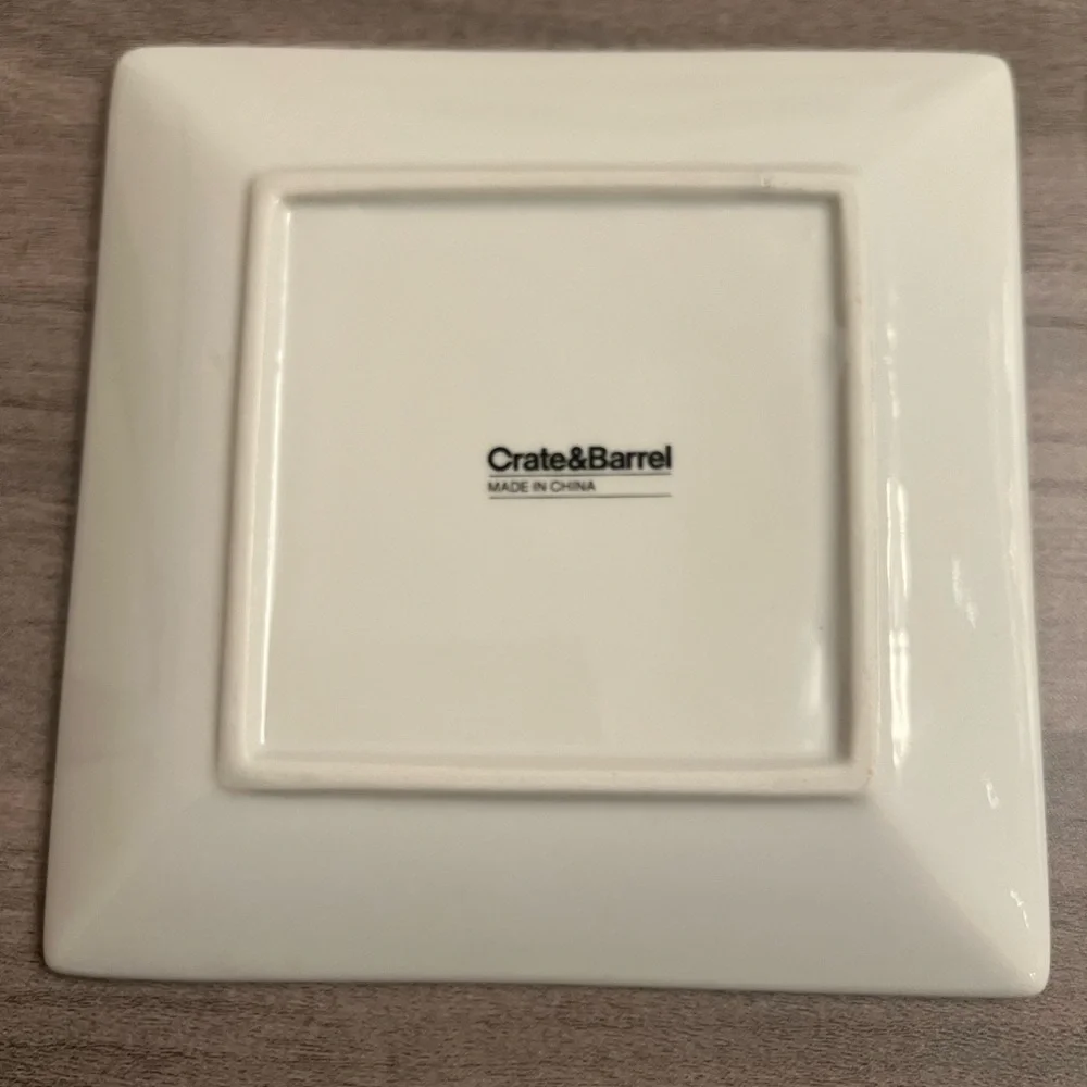 Crate&Barrel Cocktail Design Plates Set Of Two - Cream
